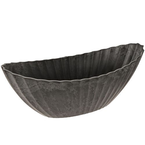 Floristik24 Vaso per piante con scanalature ovale barca antracite 36cm