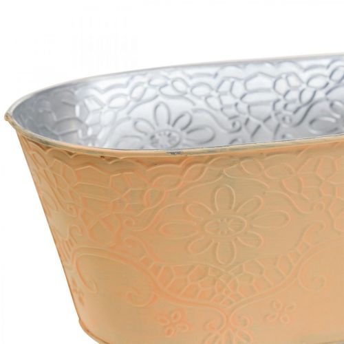 Floristik24 Vaso per piante vaso per fiori in metallo ovale arancione 25x14,5x10cm