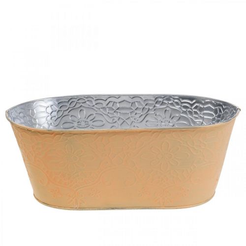 Floristik24 Vaso per piante vaso per fiori in metallo ovale arancione 25x14,5x10cm