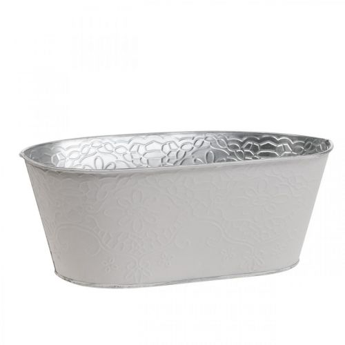 Vaso per piante vaso per fiori in metallo crema ovale 25x14,5x10cm