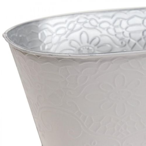 Floristik24 Vaso per piante vaso per fiori in metallo crema ovale 25x14,5x10cm
