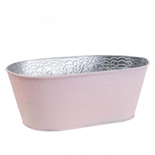 Vaso per piante vaso per fiori in metallo ovale rosa 25x14,5x10cm