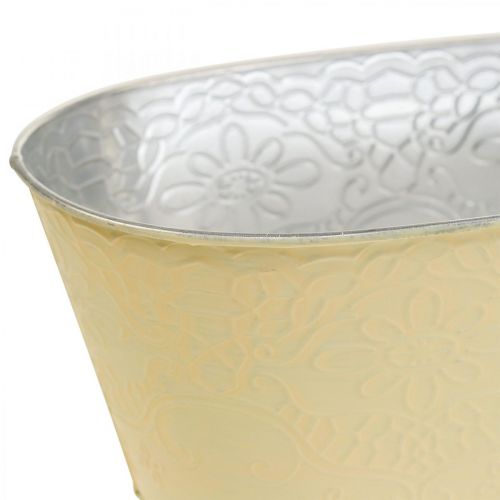 Floristik24 Vaso per piante vaso per fiori in metallo ovale giallo 25x14,5x10cm