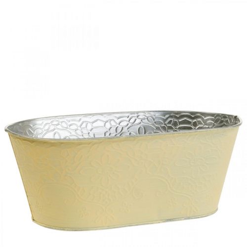 Floristik24 Vaso per piante vaso per fiori in metallo ovale giallo 25x14,5x10cm