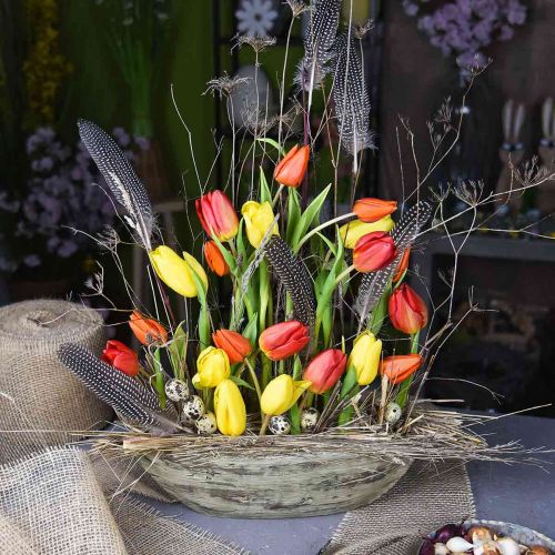 Floristik24 Vaso per fioriera ovale in cemento aspetto legno marrone chiaro 37 × 11,5 cm H10 cm