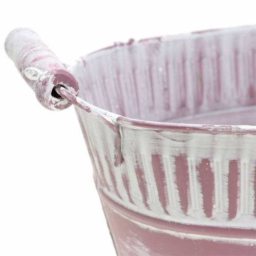 Floristik24 Ciotola per fioriera ovale viola bianco lavato 28 cm x 17 cm H12 cm