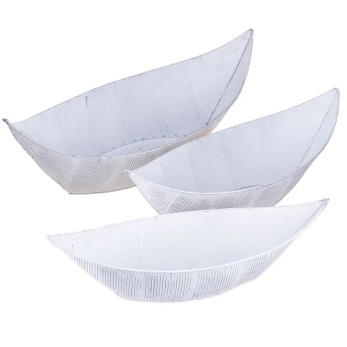 Prodotto Vaso per piante barca metallo bianco argento 54,5/48/42cm set da 3