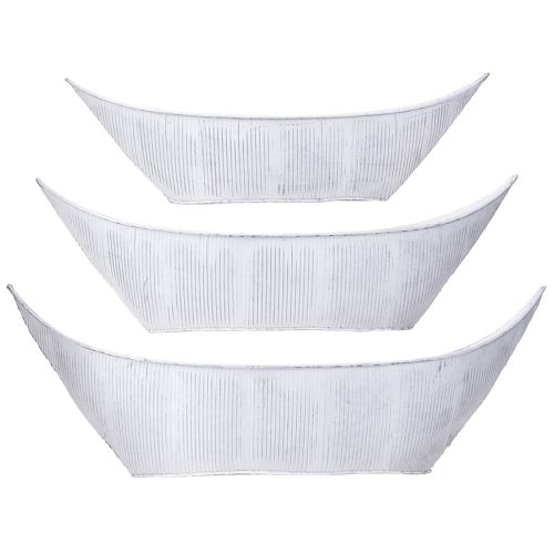Prodotto Vaso per piante barca metallo bianco argento 54,5/48/42cm set da 3