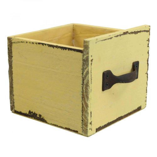 Floristik24 Cassetto per piante in legno decorativo per piante giallo 12,5 cm