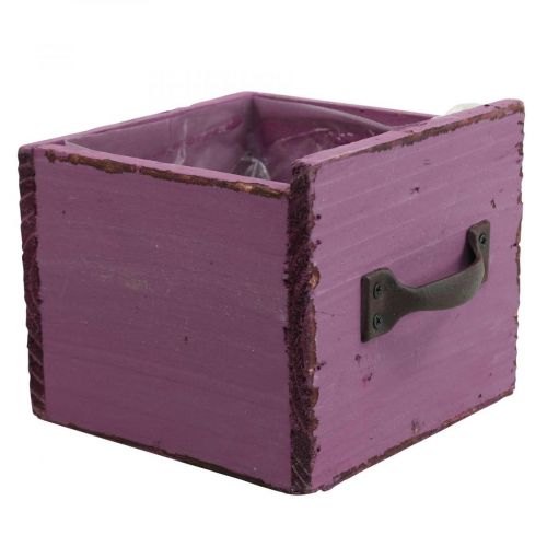 Floristik24 Cassetto per piante in legno scatola decorativa per piante viola 12,5 cm