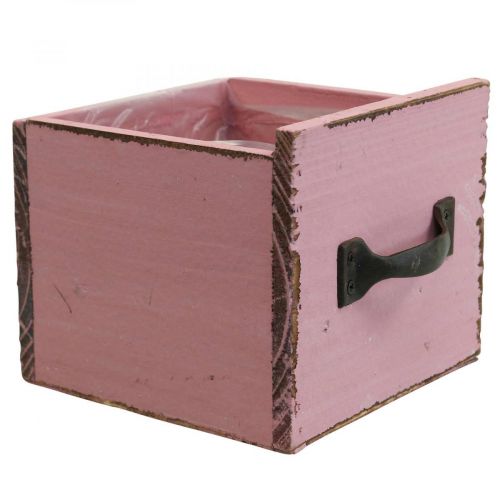 Floristik24 Cassetto per piante in legno scatola decorativa per piante rosa 12,5 cm