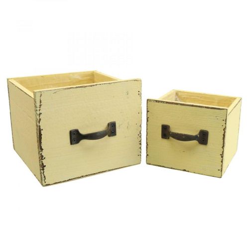 Floristik24 Cassettiera per piante in legno giallo 12,5/16 cm set di 2