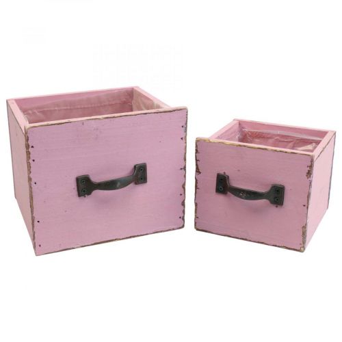 Floristik24 Cassettiera per piante in legno rosa 12,5/16 cm set di 2