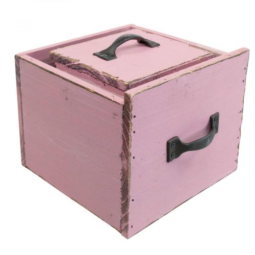 Floristik24 Cassettiera per piante in legno rosa 12,5/16 cm set di 2