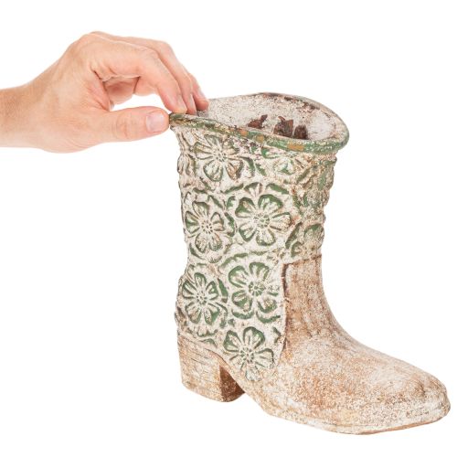 Vaso da fiori, stivale da cowboy, pianta, scarpa, motivo floreale vintage, 24 cm | Floristik24.it