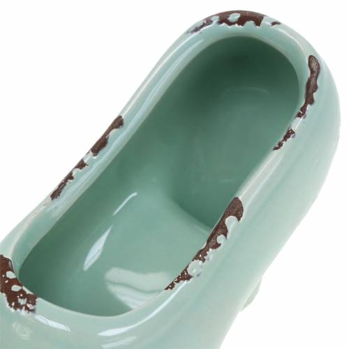 Floristik24 Scarpe da fioriera da donna in ceramica turchese, verde, blu grigio assortiti 14 × 5 cm H7 cm 6 pezzi