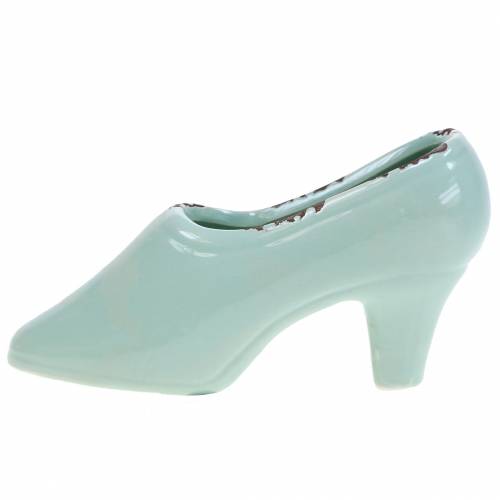 Floristik24 Scarpe da fioriera da donna in ceramica turchese, verde, blu grigio assortiti 14 × 5 cm H7 cm 6 pezzi