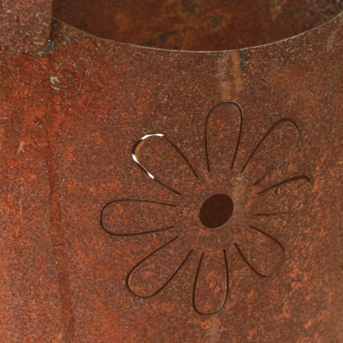 Prodotto Borsa per piante in metallo, fioriera decorativa ruggine con manici, altezza 37 cm