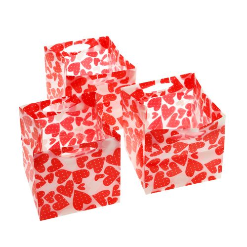 Floristik24 Borsa per piante con motivo a cuore 9,5 cm x 9,5 cm x 9 cm 12 pezzi