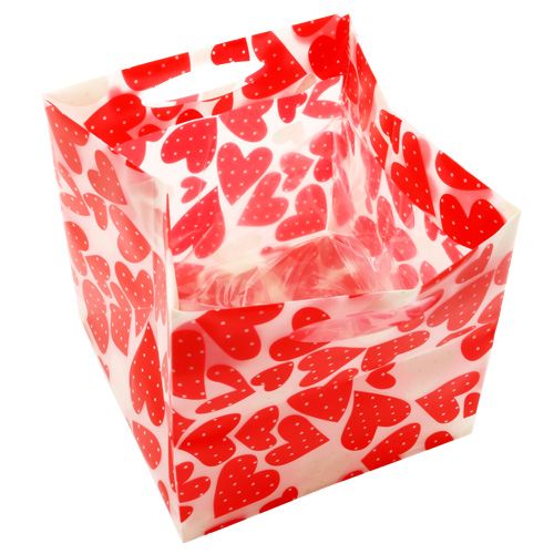 Floristik24 Borsa per piante con motivo a cuore 9,5 cm x 9,5 cm x 9 cm 12 pezzi