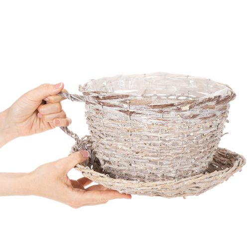 Cestino con tazza e piattino decorativo, grande decorazione da tavola 34 cm | Floristik24.it