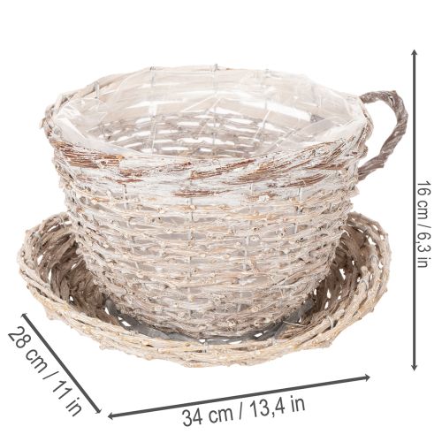 Cestino con tazza e piattino decorativo, grande decorazione da tavola 34 cm | Floristik24.it
