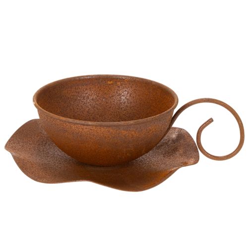 Vaso da fiori con sottovaso, finitura ruggine, Ø19,5cm, H8cm | Floristik24.it