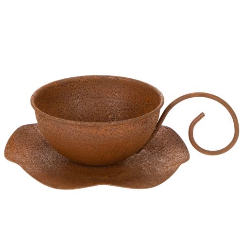 Vaso e sottovaso vintage color ruggine, Ø17,5 cm H6 cm | Floristik24.it