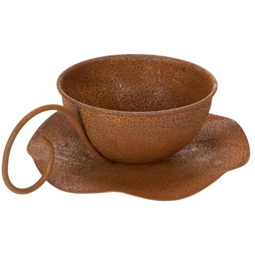Vaso e sottovaso vintage color ruggine, Ø17,5 cm H6 cm | Floristik24.it