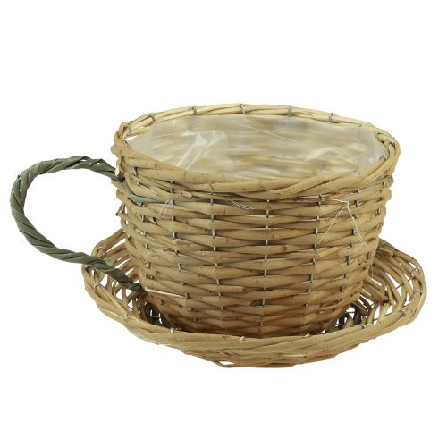 Floristik24 Vaso per piante tazza decorativa salice cesto per piante verde naturale Ø23 cm