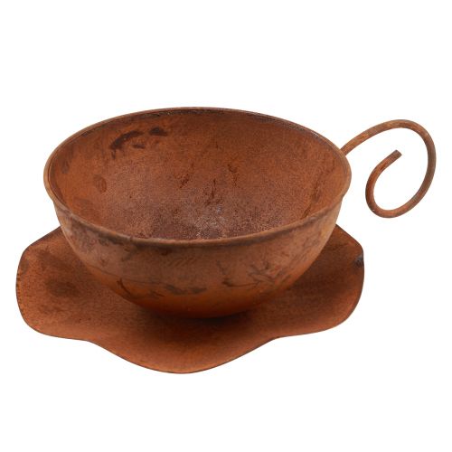 Floristik24 Tazza per piante con sottovaso per piante ruggine Ø19,5 cm H8 cm