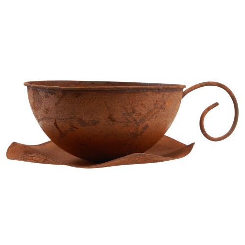 Floristik24 Tazza per piante con sottovaso per piante ruggine Ø19,5 cm H8 cm