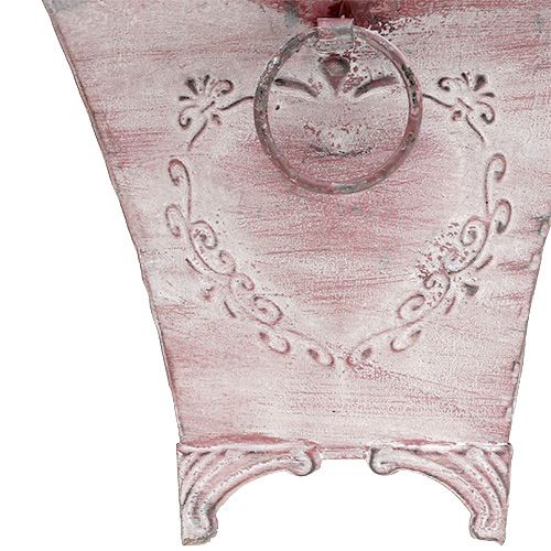 Floristik24 Portavaso in lamiera quadrata rosa 16,7cm x 16,7cm H16,5cm