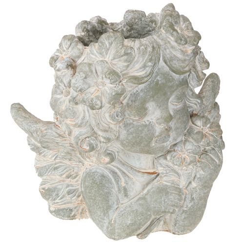 Vaso per piante, angelo in pietra fusa, decorazione per tomba, 19,5×12×19,5 cm