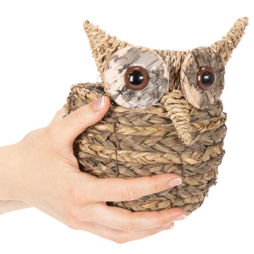 Decorazione a forma di gufo intrecciata a mano per davanzale, 18 cm | Floristik24.it