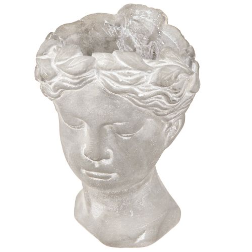 Prodotto Portavaso decorativo testa di donna bianco lavato 15×16×21 cm