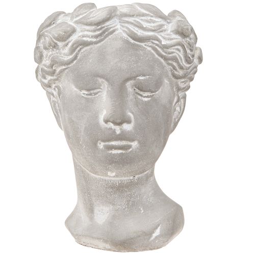 Prodotto Portavaso decorativo testa di donna bianco lavato 15×16×21 cm