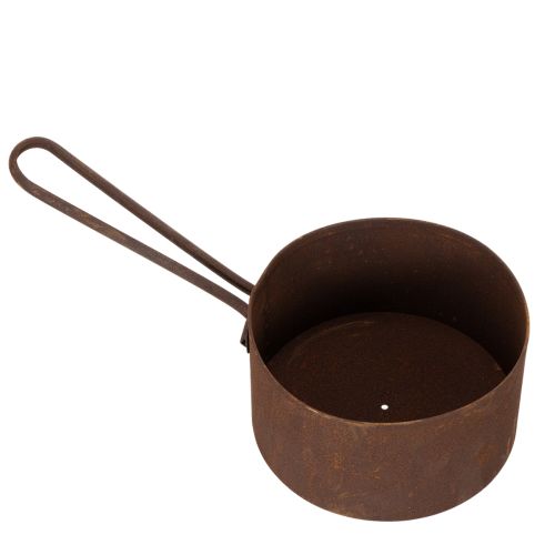Vaso per piante in metallo, fioriera, sottovaso color ruggine, oggetto decorativo, Ø20cm H11cm | Floristik24.it