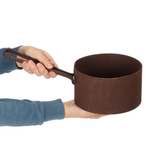 Vaso per piante in metallo, fioriera, sottovaso color ruggine, oggetto decorativo, Ø20cm H11cm | Floristik24.it