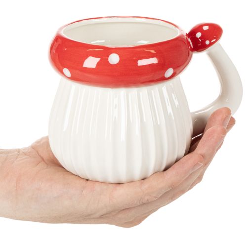 Tazza in ceramica con decorazione a forma di amanita muscaria, 10 cm | Floristik24.it
