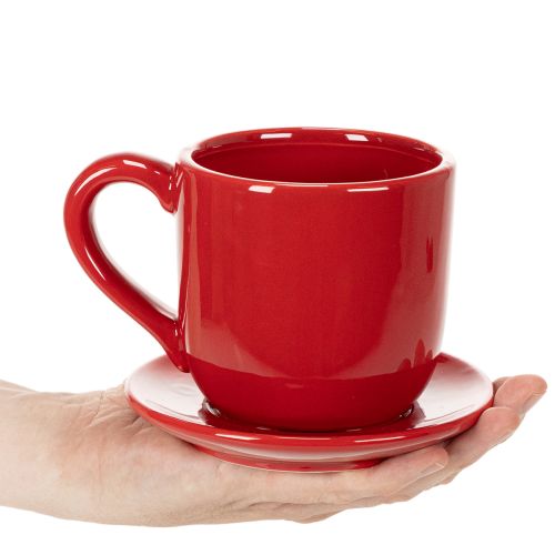 Grande tazza decorativa con piattino, adatta anche come vaso per piante, 17 cm | Floristik24.it