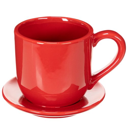 Grande tazza decorativa con piattino, adatta anche come vaso per piante, 17 cm | Floristik24.it