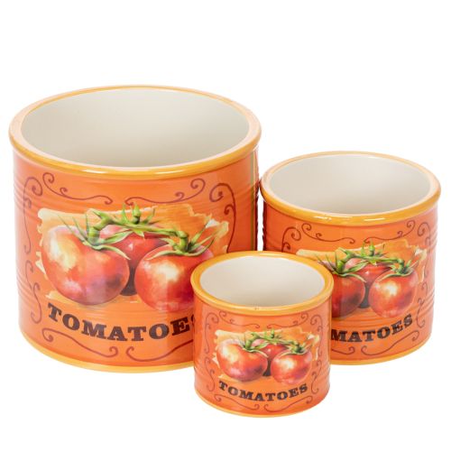 Floristik24 Set di vasi per piante di pomodoro, vasi decorativi in ceramica per cucina e arredamento retrò, 14 cm, set da 3