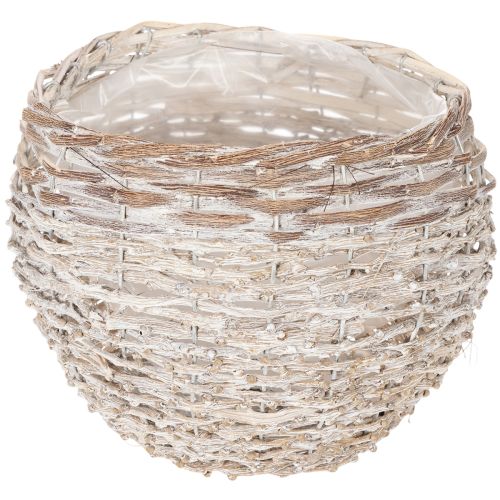Cesto rotondo intrecciato, grande cesto decorativo per piante, 23 cm
