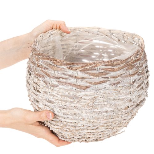 Cesto rotondo intrecciato, grande cesto decorativo per piante, 23 cm | Floristik24.it