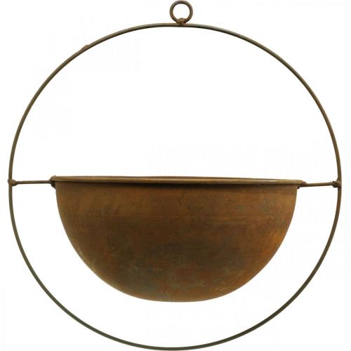 Floristik24 Ciotola decorativa in metallo decoro ad anello patina decorazione appesa Ø27cm