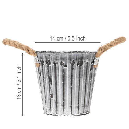 Vaso per piante con manici, fioriera in metallo, vaso decorativo per piante Ø14,5 cm | Floristik24.it