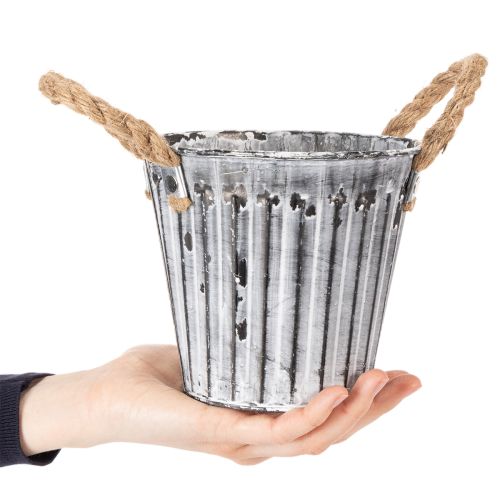 Vaso per piante con manici, fioriera in metallo, vaso decorativo per piante Ø14,5 cm | Floristik24.it