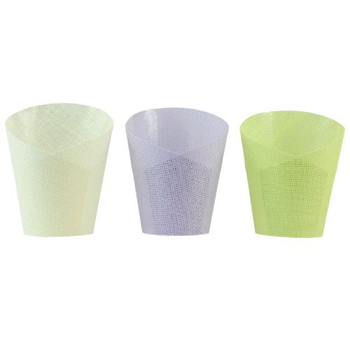 Vaso per piante in carta intrecciata verde, giallo, viola Ø7cm A13cm 12 pezzi