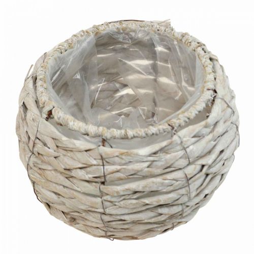 Prodotto Cesto per piante vaso da fiori rustico bianco lavato Ø17cm H11cm